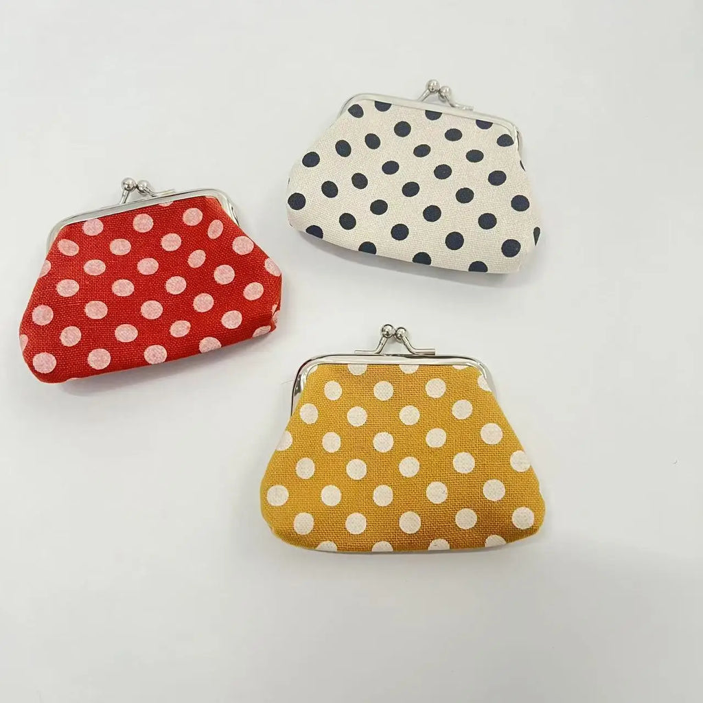 1pc Women's Polka Dot Coin Purse with Lock Closure,(Black/White, Red/White, Yellow/White),Lipstick Storage,Fashionable Accessory