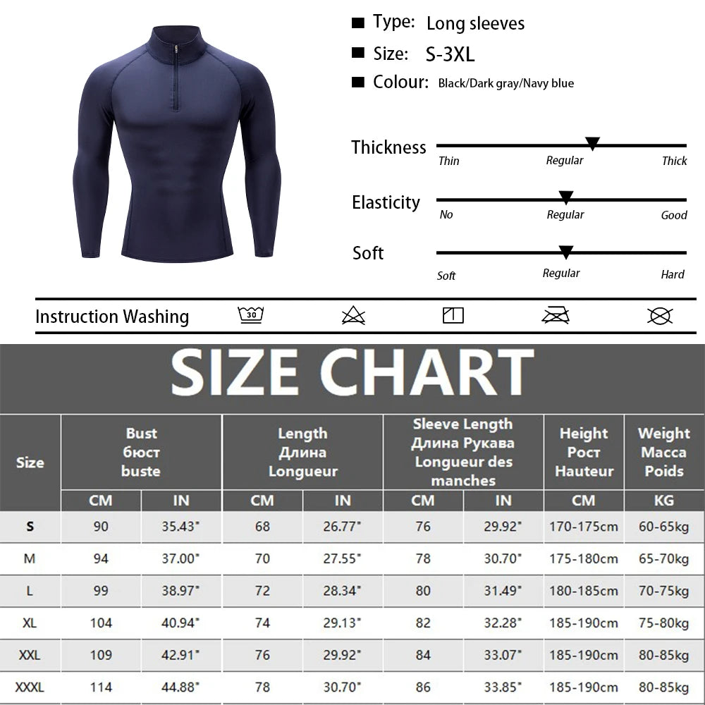 Men's Outdoor Sports Compression Training  Fitness Long Sleeve T-shirt Breathable Sweatshirt Fitness Elastic Sports Tops