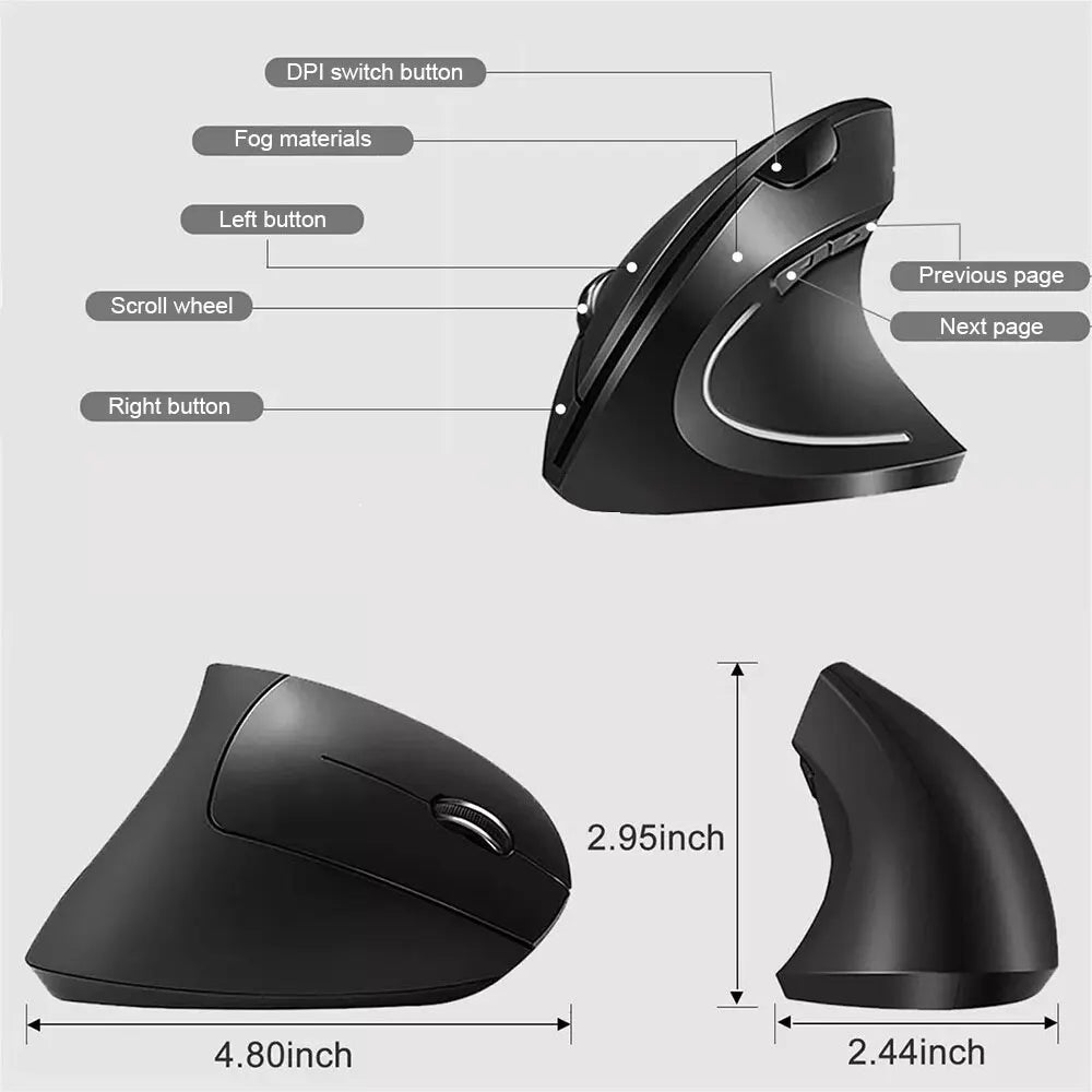 Vertical Ergonomic Gaming Mouse Wireless Rechargeable Gamer Mouse Kit Optical 2.4G Mouse For PC Laptop Computer Desktop USB Mice