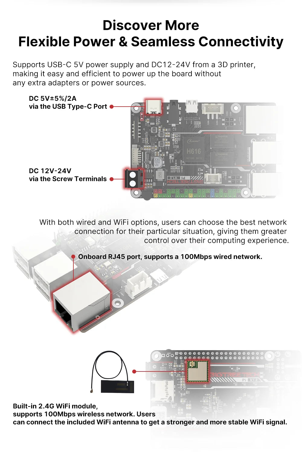 BIGTREETECH PI V1.2 Board BTT Quad Core Cortex-A53 2.4G WiFi 40Pin GPIO VS Raspberry PI 3B Orange Pi For Klipper 3D Printer DIY