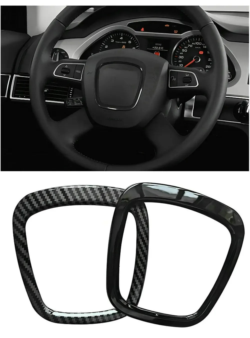 1Pcs For Audi A4 B6 B7 B8 A6 C6 A5 Q7 Q5 A3 8P S3 ABS Auto Steering Wheel Center Panel Logo Frame Decorative Circle