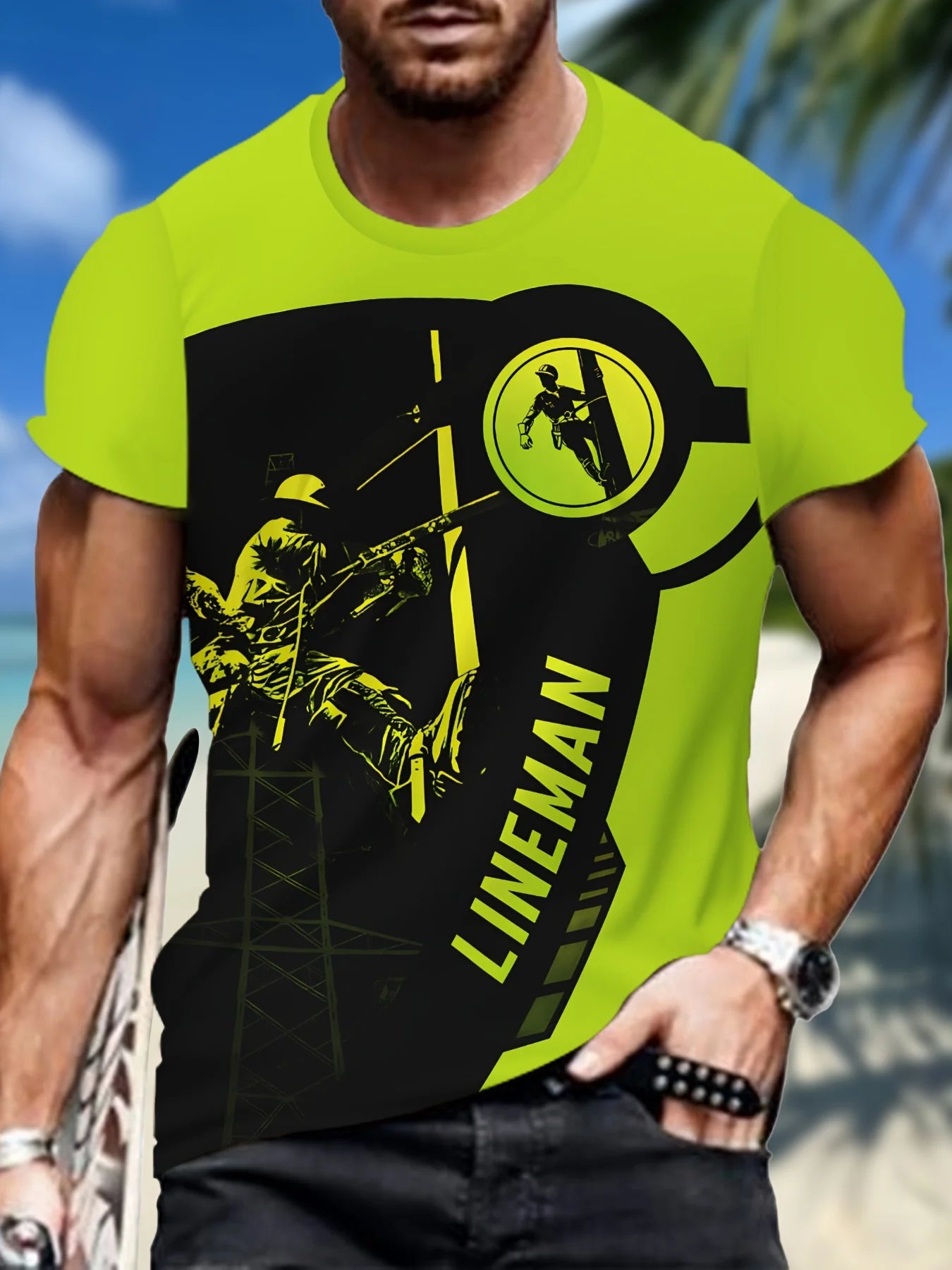 2025 New Men's T-shirt Welder Printed Shirt Workwear Men's Large Size Casual Short Sleeve Streetwear Tops Daily Pullover