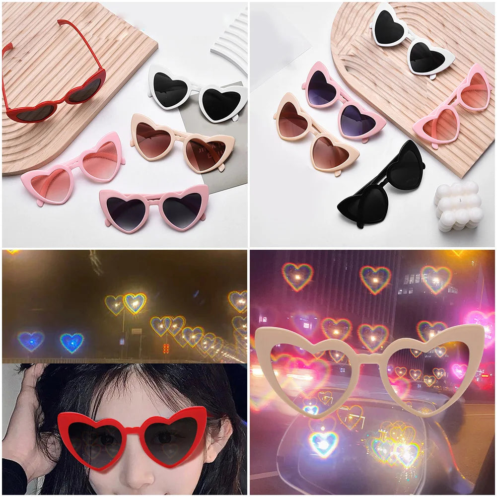 Love Special Effect Heart-shaped Glasses Fashion Heart Diffraction Sunglasses Watch The Night Lights Become Love Special Effect