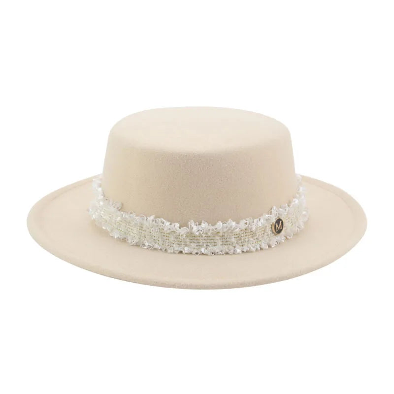 Hats for Women Fedoras Felted Hat Flat Dome Solid Band Luxury Elegant Fahsion Jazz Cap Women's Hat Women Hat Sombreros De Mujer