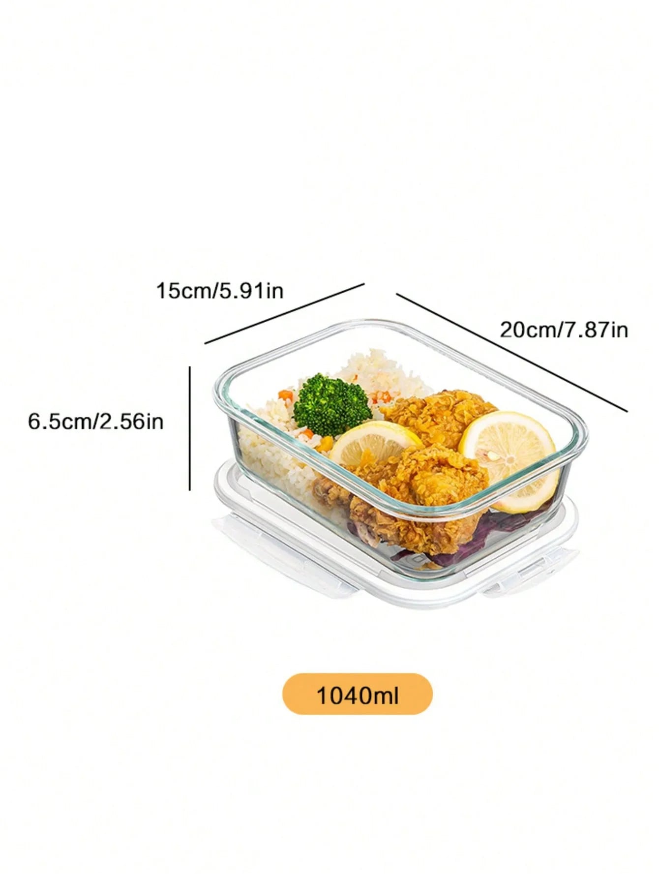 Glass Food Storage Container With Lid, For Meal Prep,Fridge And Dishwasher , Transparent For Storing Food, Salad, Fruit Etc.