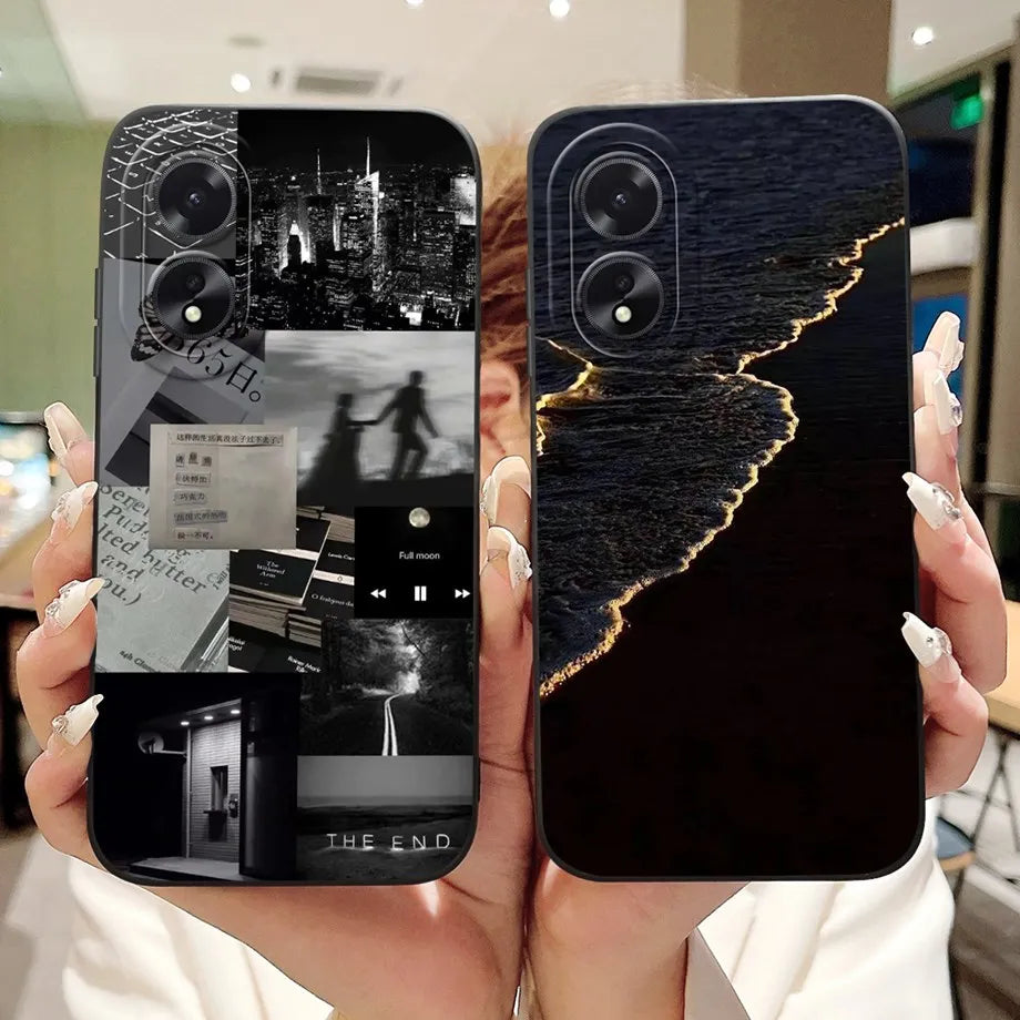 For Oppo A38 CPH2579 Phone Case New Fashion Soft Matte Silicone Rabbit Flower Goothic Style Capa For Oppo A18 CPH2591 Back Cover