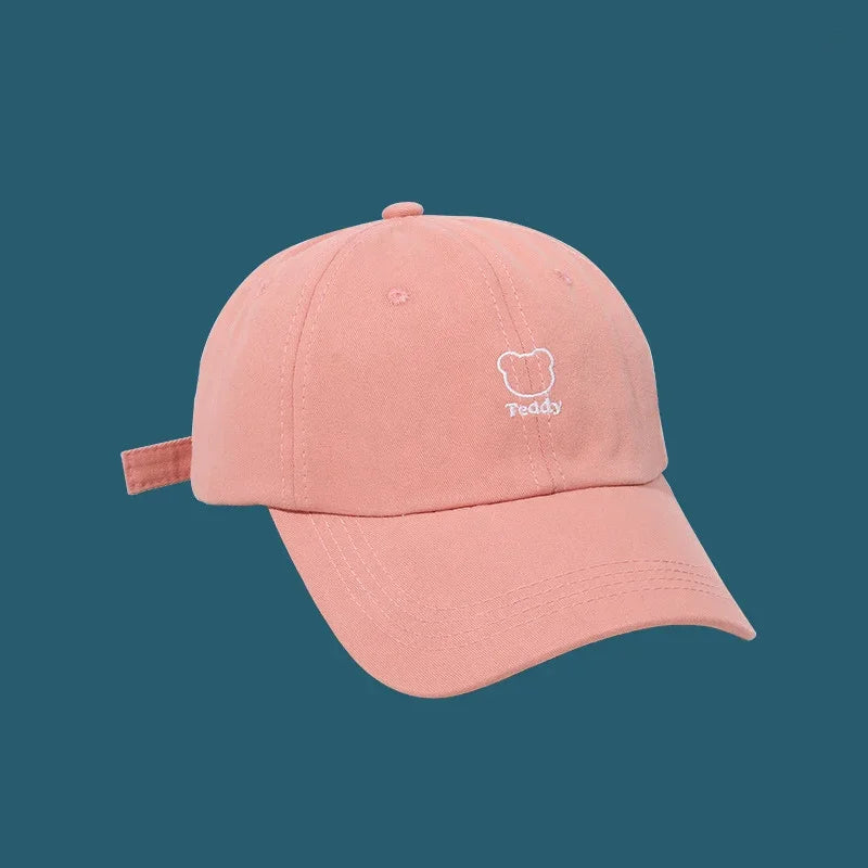 Fashion Bear Embroidery Solid Breathable Women Girls Baseball Hats 2022 Unisex Men Boys Baseball Cap Sunscreen Baseball Hat