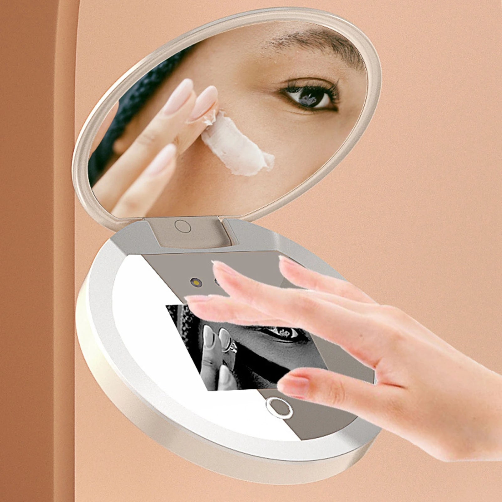 Sunscreen Mirror UV Camera UV Mirror Sunscreen Testing Camera with Light 2X Magnification Travel Makeup 3.5in  Size L