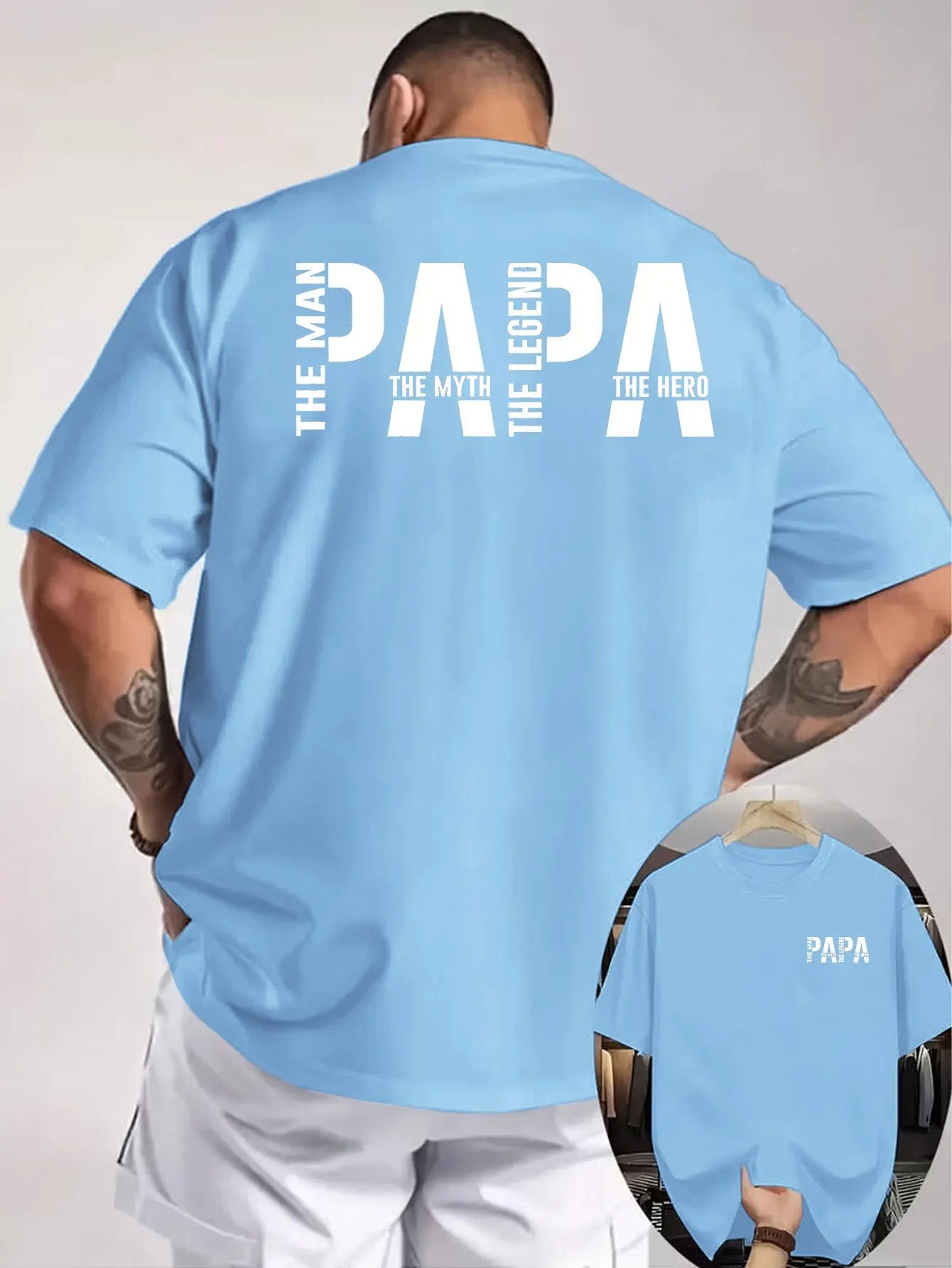 Papa The Man The Myth The Legend Print on Premium 100% Cotton Mens T Shirt Perfect for Summer Casual Dad Outfits