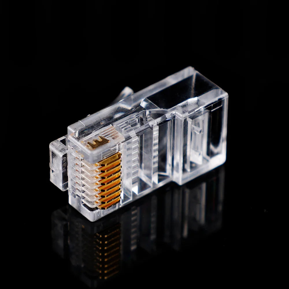 Rj45 Cat5e Connector Crystal Unshielded RJ45 Ends UTP 8Pin Modular Network Plug Connectors for Solid Stranded UTP Network Cable