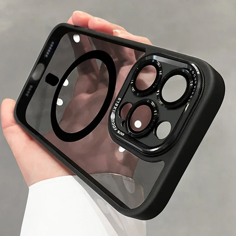 Magnetic Metal Lens Bumper Protection Case For iPhone 17 16 15 14 13 12 11 Pro Max Wireless Charger Hard Cover For Magsafe Funda