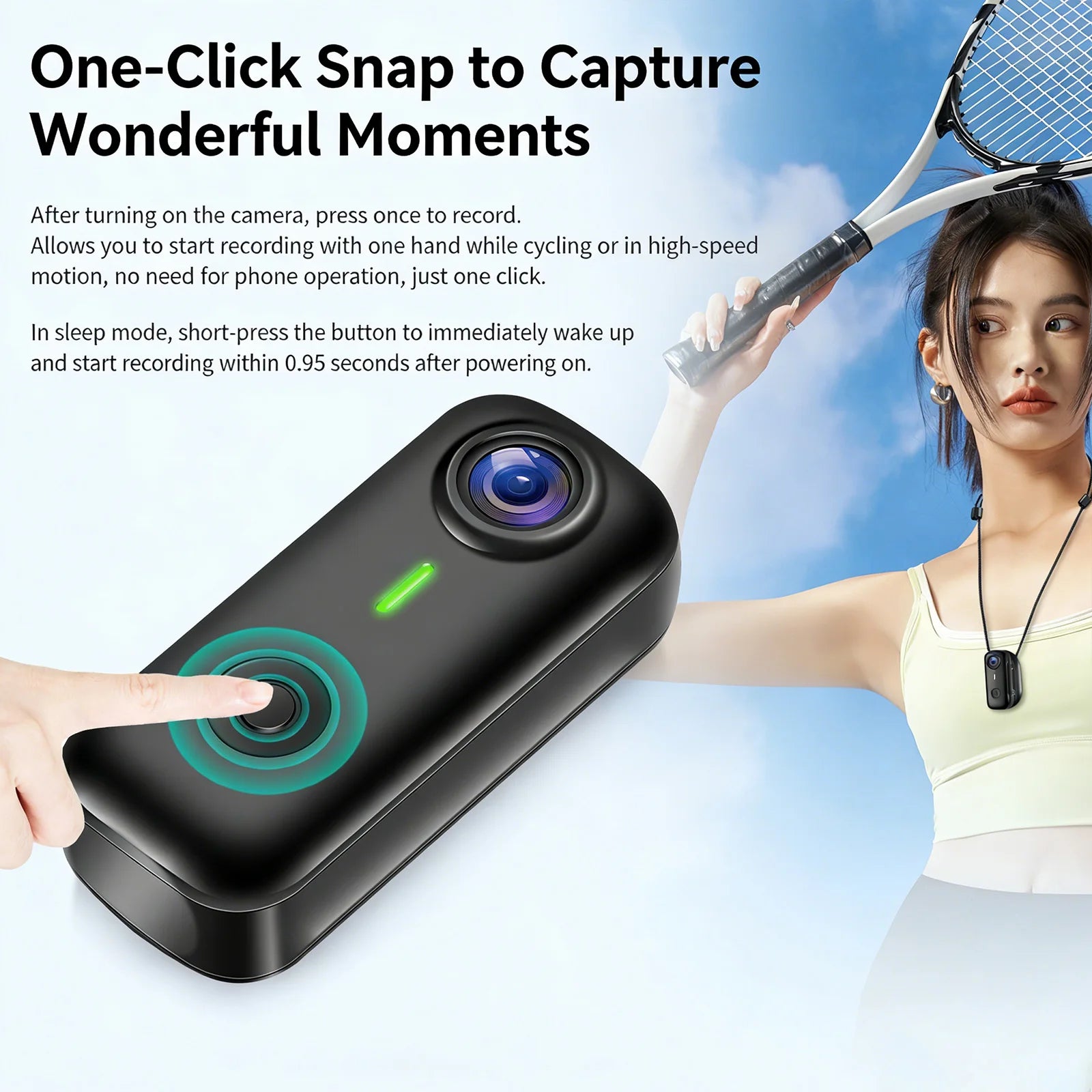 Lenovo Magnetic Sports Camera 2K Mini Thumb Camera WiFi 120° Wide Angle Smart Anti Shake For Cycling Vlog Motorcycle Helmet