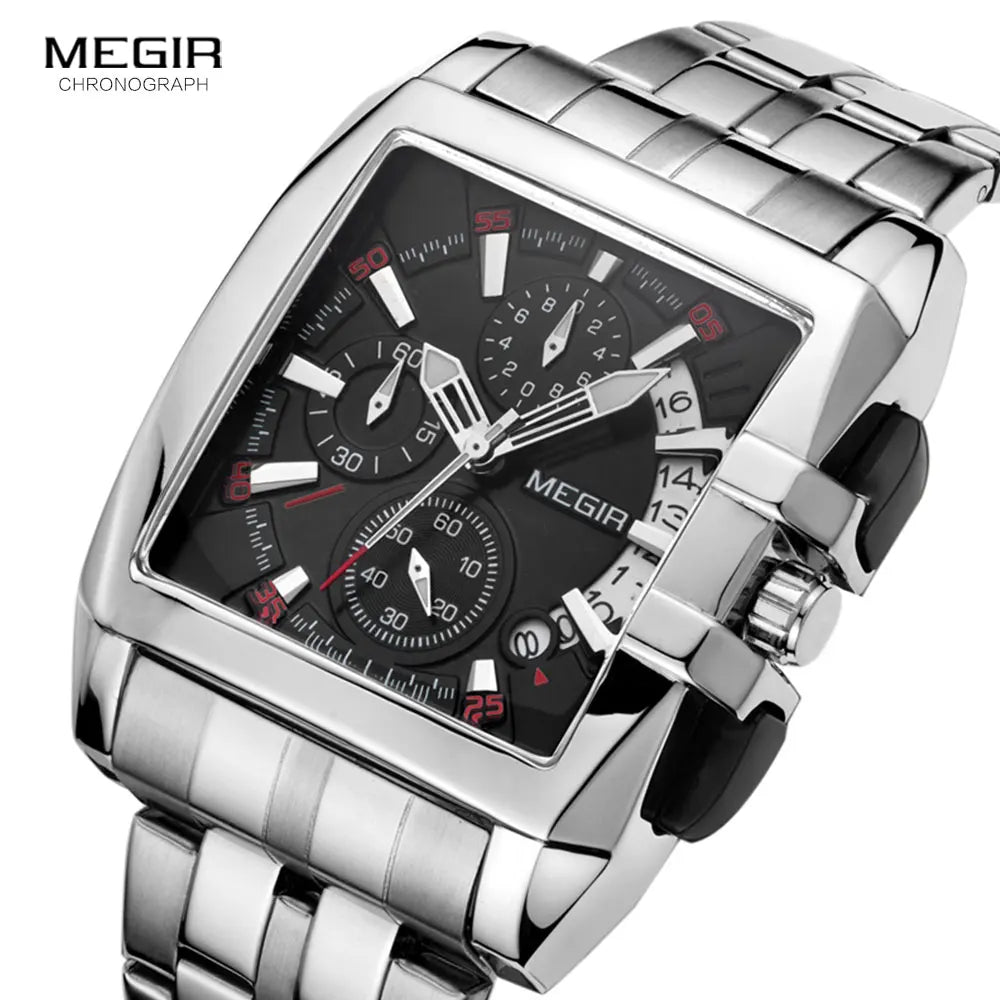 Megir New Business Men's Quartz Watches Fashion Brand Chronograph Wristwatch for Man Hot Hour for Male with Calendar 2018