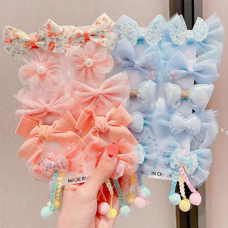 [10-Piece Set] Children's Bow Hairpin New Cute Princess Girls Broken Hair Bangs Clip Baby Hair Accessories Wholesale