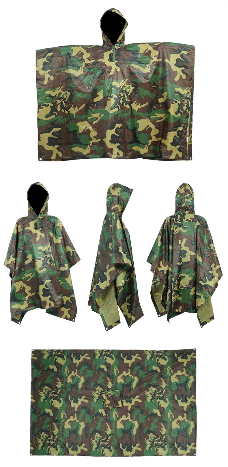 Outdoor Windproof Waterproof Multifunctional Three in One Outdoor Rain Shelter Hiking Cycling High-quality Adult Raincoat