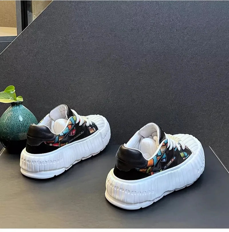 New Arrival Men Fashion Genuine Leather Casual Shoes Spring Autumn Luxury Designer Youth Trending Thick Bottom Chunky Sneakers