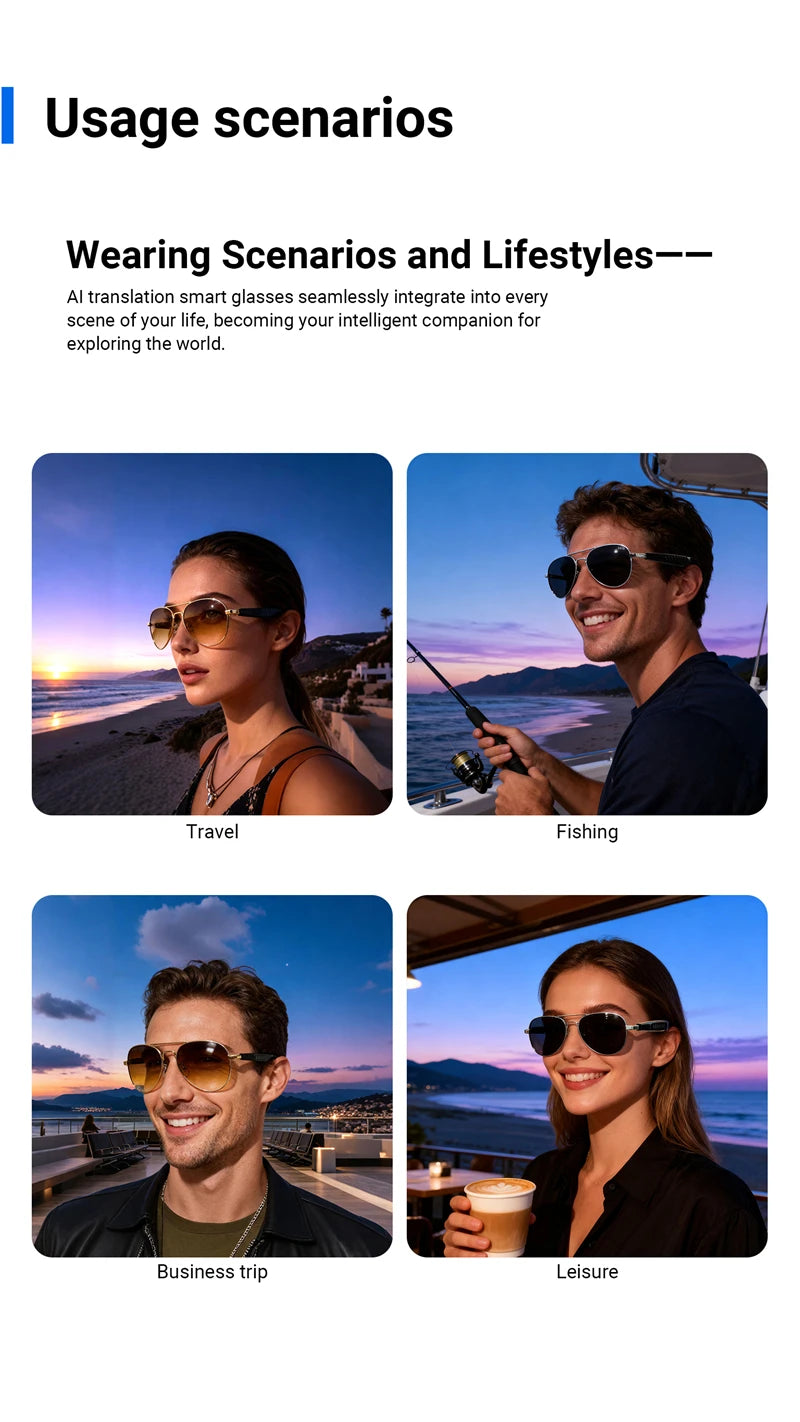 2026 New 800W Pixel Camera Smart Glasses Video Recording AI Photo Recognition Bluetooth Call Voice Translation Sunglasses Man