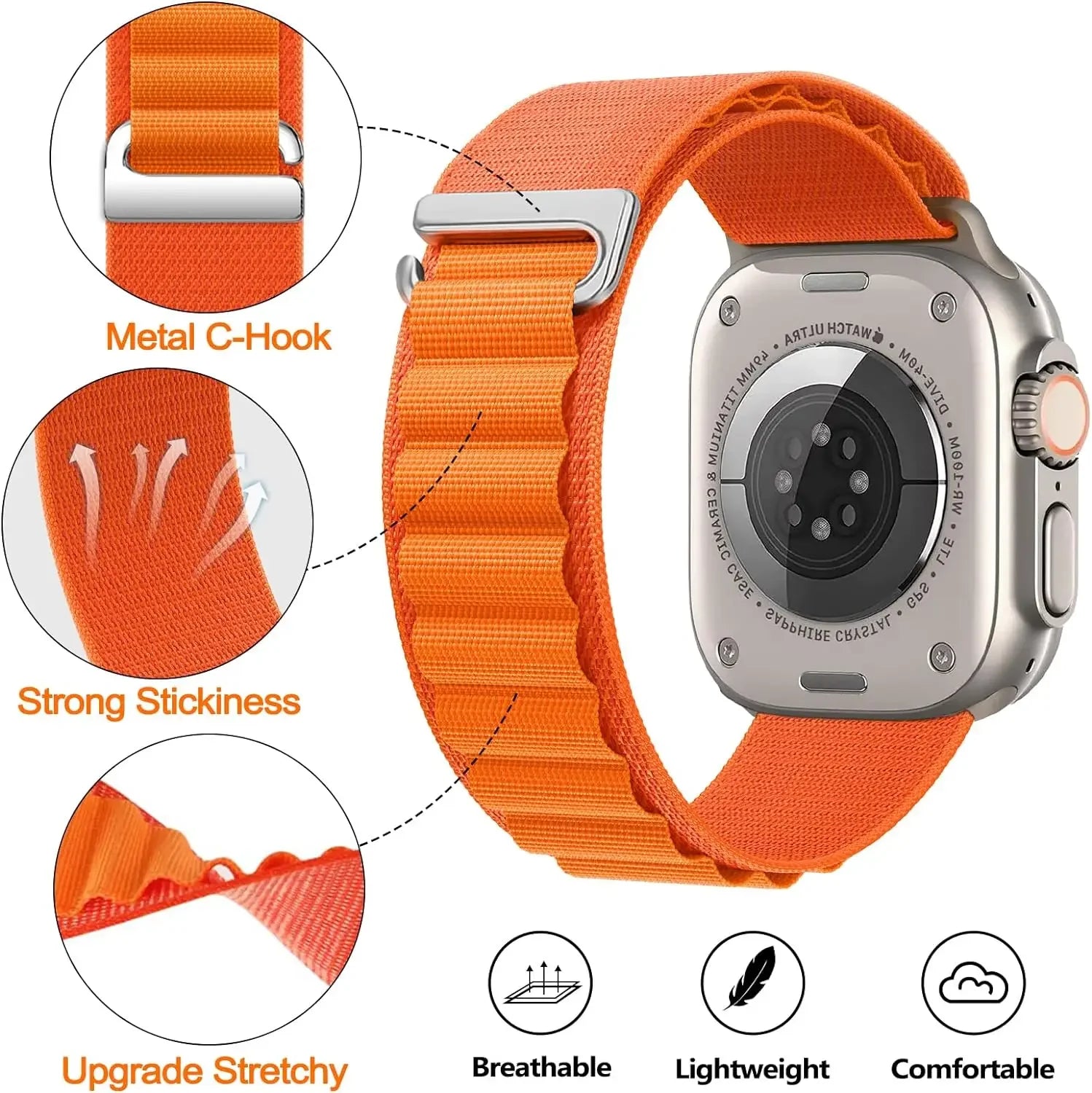 Alpine Loop Strap For Apple Watch Ultra 3 2 1 Band 49mm 11 10 9 8 7 45mm 41mm 42mm 46mm Nylon Bracelet iWatch 6 5 4 3 SE3 2 Belt