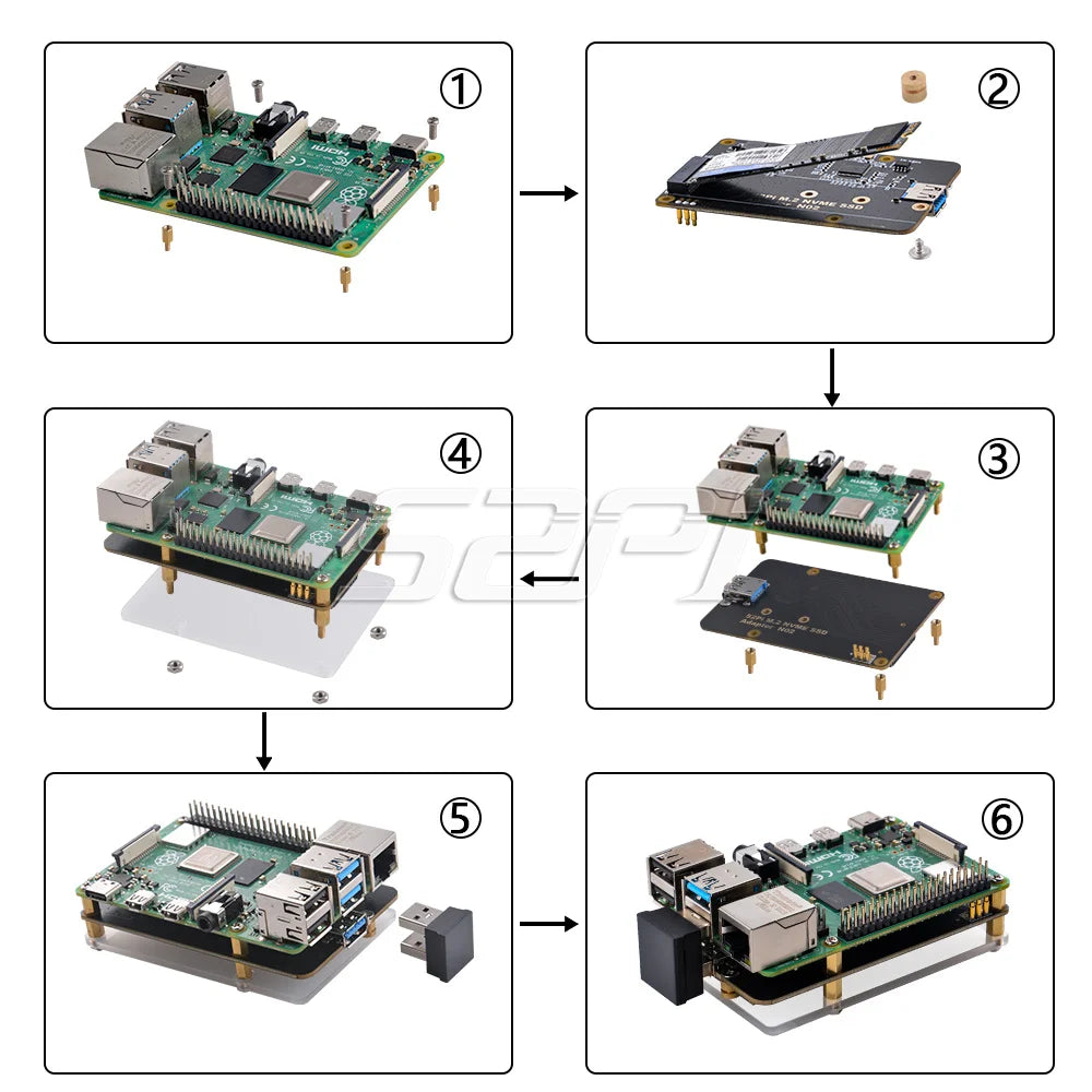 52Pi Raspberry Pi 4 Model B M.2 NVME SSD Adapter Board N02