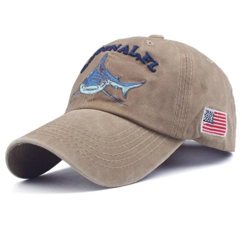 Hot-Selling Shark Embroidered Baseball Cap for MeninsTrendy Fashion Sunshade Sunscreen Baseball Cap Unique Niche