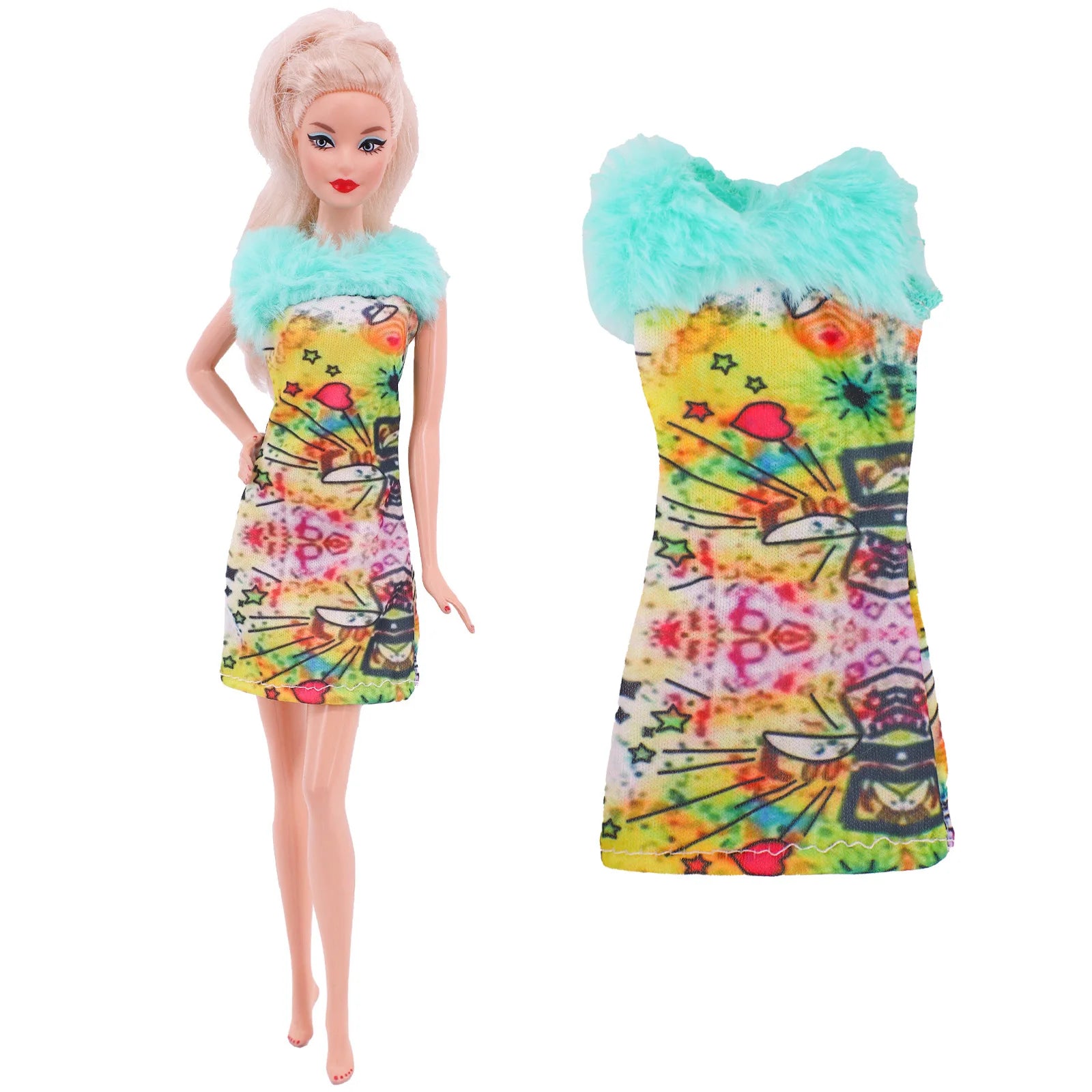 45 Item/Set Doll Accessories=5*Doll Clothes Dress+40*Doll Accessories Doll Shoes Boots Necklaces Glasses Hangers For 30CM Doll