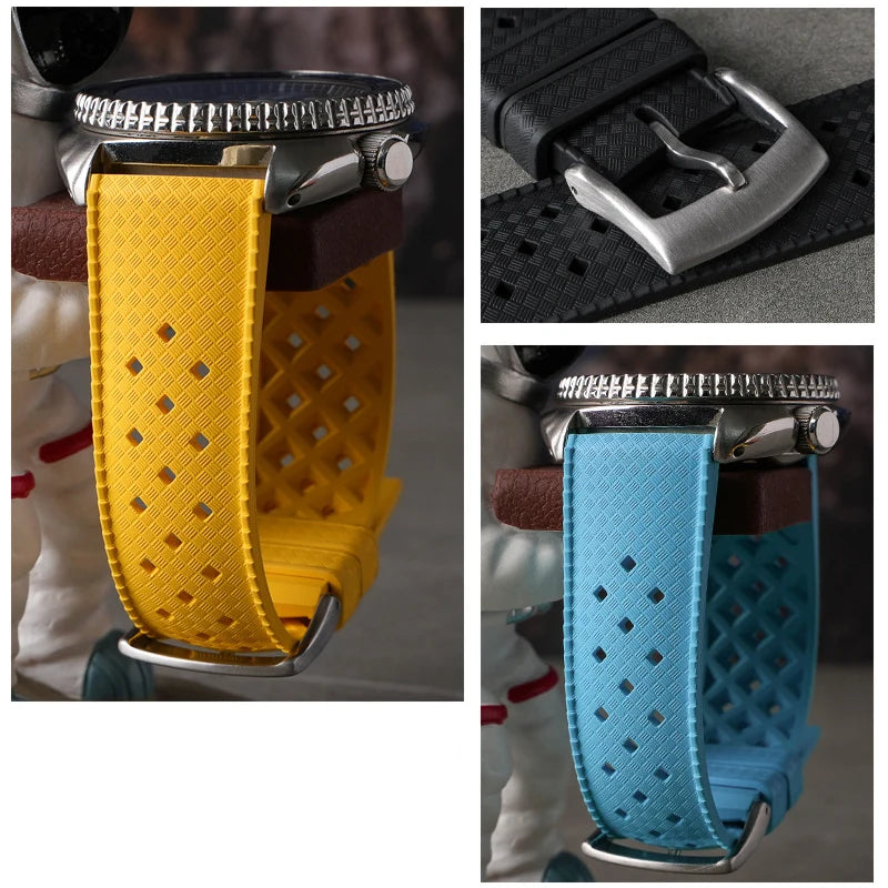 Tropical Fluoro Rubber Watch Strap 20mm 22mm Quick Release Sport Waterproof FKM Men Women Replace Band for Seiko for Citizen