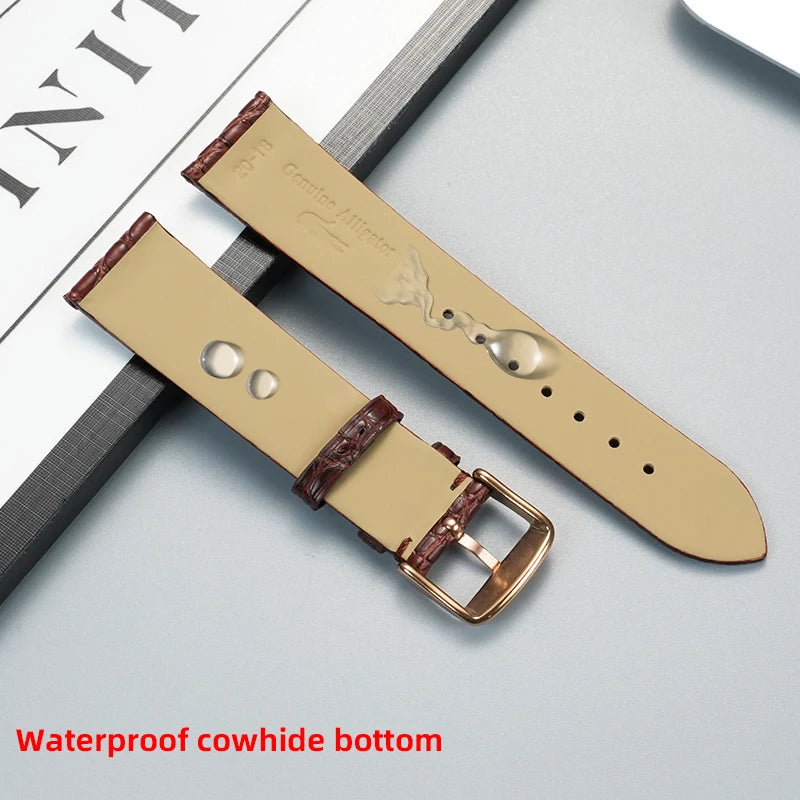 Alligator wacth strap Ultra Thin 12 13 14 15 16 18 20 22mm men women Black Brown Blue Crocodile Leather watchband For any brands