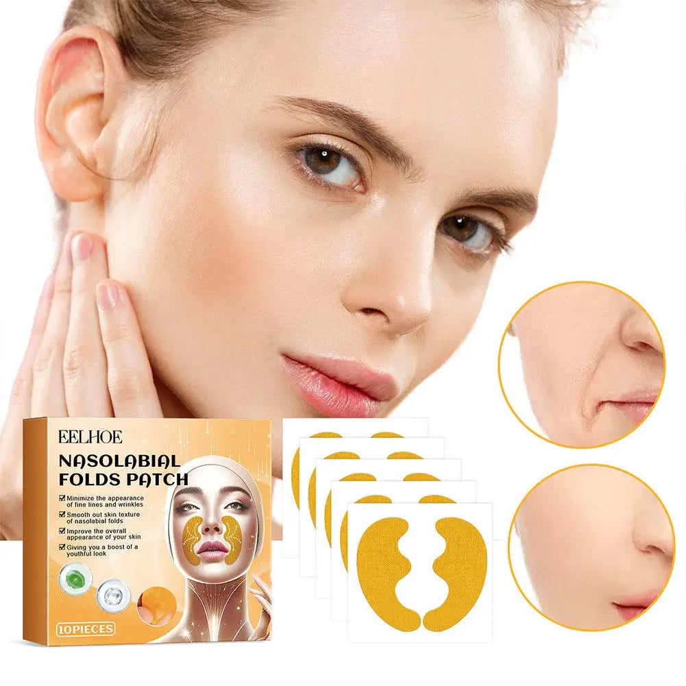10pcs/box Forehead Wrinkle Patch Lightening Forehead Wrinkle Gel Patch Hydrolyzed Collagen Firming Mask Facial Skincare Stickers