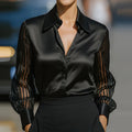 Elegant Blouses For Women Spring Autumn Satin Shirt Women Fashion Flare Long Sleeve Button Silk Blouse All Match Office Lady Top