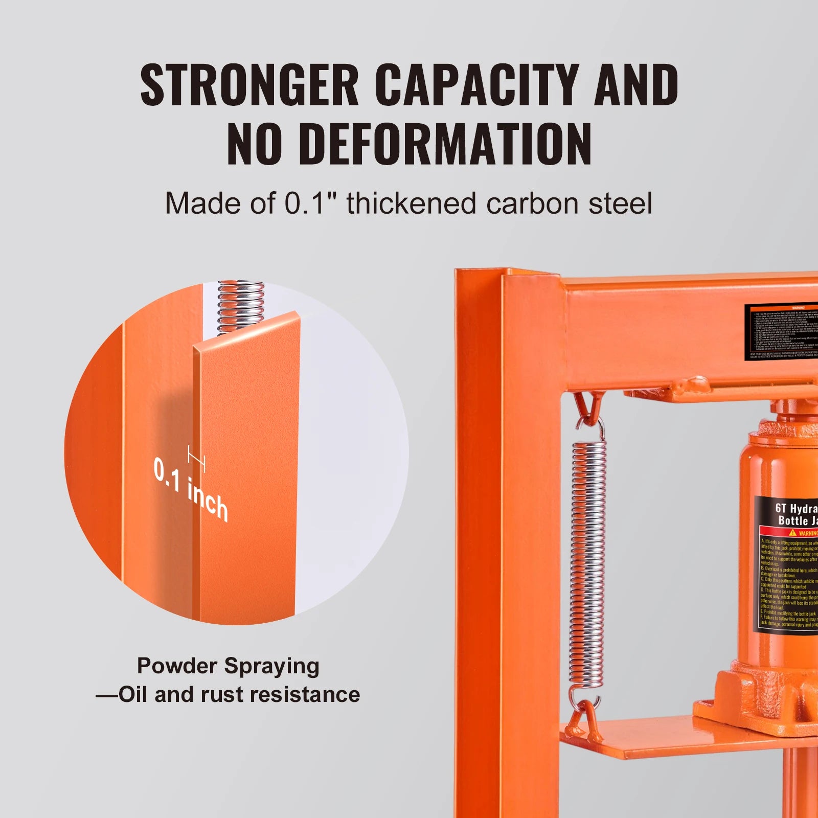 SucceBuy 6/12T Hydraulic H-Frame Garage Floor Adjustable Shop Press with Plates 6T/12T Orange for Garages or Professional Shop
