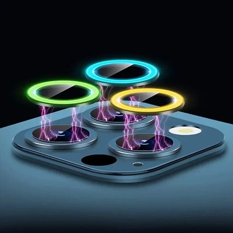 Luminous Ceramic Camera Protector Film For iPhone 14 13 12 11 15 Pro Max 14 Plus 12 13 mini Lens Ring Tempered Glass Glowing Cap
