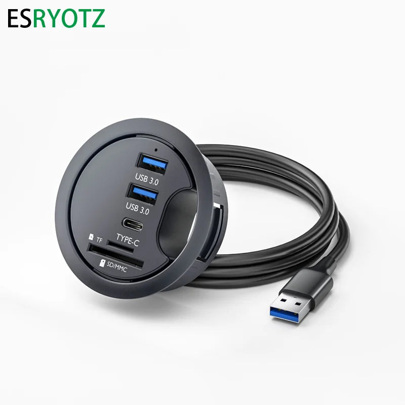 USB Desk Hub USB3.0 HUB With 2 Port USB3.0 2 Port Type C Adapter For Desktop PC/Notebook USB HUB Desk Mount USB3.0 Splitter
