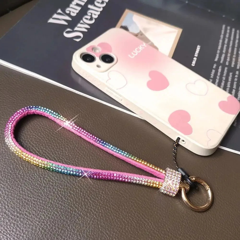 Mobile Phone Charm Lanyard Luxury Rhinestone Wrist Key Chain High-end Diamond-encrusted Bracelet Reinforced Cellphone Cord Strap