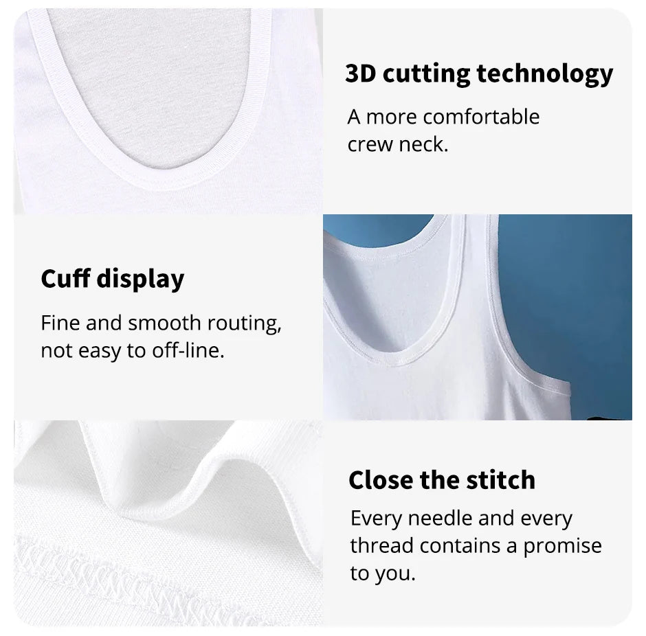 3 Pieces Men's Tank Top MEN'S Cotton Wear Summer Base Sleeveless Cotton Old Man Undershirt Hurdling Exercise Fitness