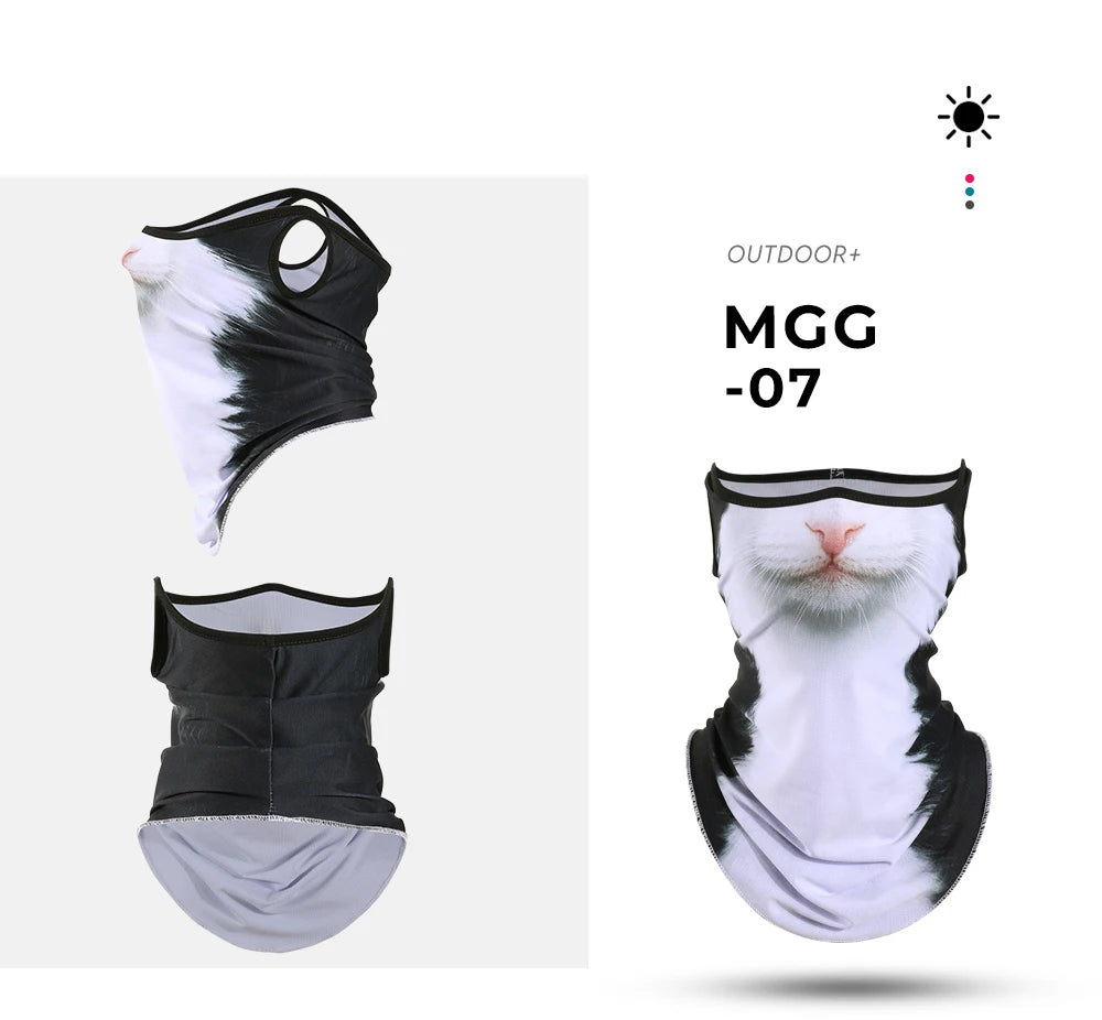 3D Animals Magic Scarf Bandana Breathable Neck Warmer Gaiter Hanging Ear Outdoor Sports Triangle Face Mask Neckerchief Summer