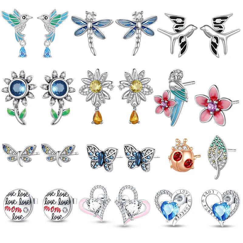 Hot Sale 925 Sterling Silver Spring Zircon Sunflower Stud Earrings For Women 2023 Trending Fashion Jewelry mother's day gift