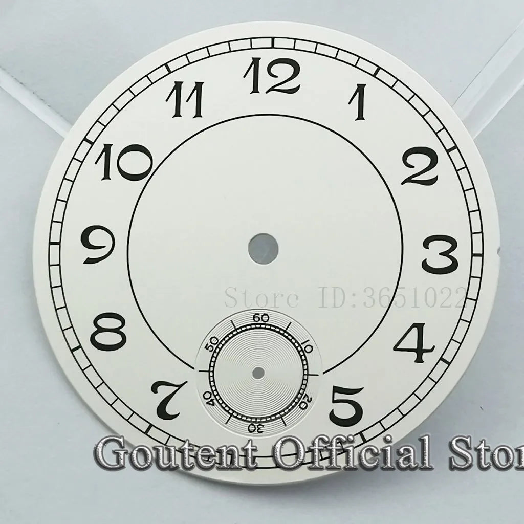 Goutent 38.9mm Watch Dial Kit ETA 6498 ST3600 White Dial Watch Face
