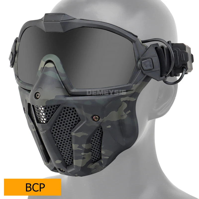 Airsoft Mask Detachable Goggles with Anti-fog Fan Tactical Paintball Protective Full Face Mask Shooting CS Goggles Masks