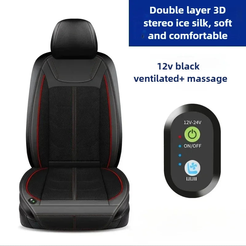 New Ventilated 12V 24V Cooling Car Seat Cushion Air Conditioned Heat Dissipation Ice Silk Pad Universal For Cars SUVs Trucks