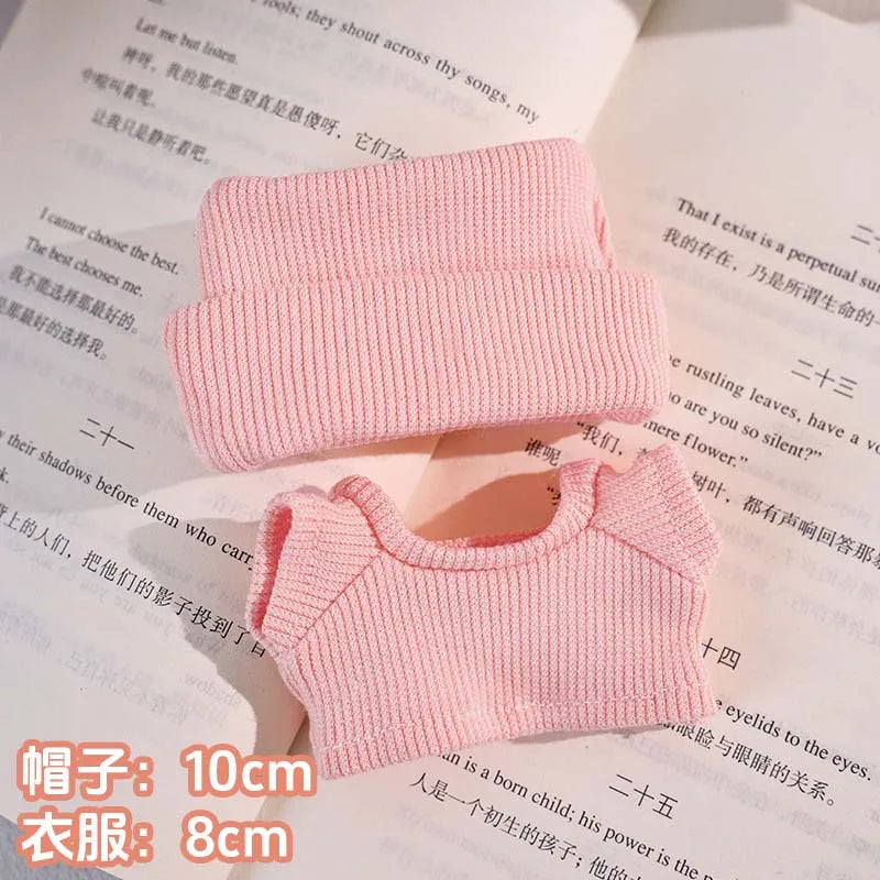 Mini Doll Clothes Outfit Accessories For 15-17cm Labubu V1 V2 V3 Labubu Knit Set Tops and Hat Can be Paired With Sunglasses