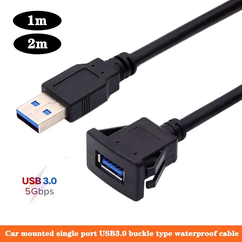 Car Dashboard Extension Cable USB Panel Waterproof Cable Usb3.0 Extension Lead For Car 1m