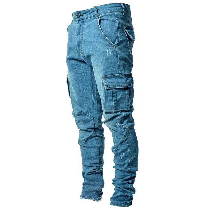 Kakan - High-end Slim Elastic Multi-pocket Leg Jeans, New Skinny Jeans K016-MGD8 In Europe and America