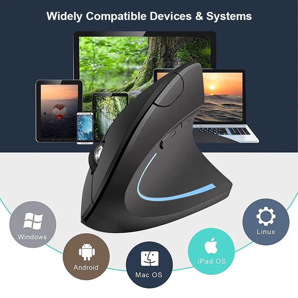 Vertical Ergonomic Gaming Mouse Wireless Rechargeable Gamer Mouse Kit Optical 2.4G Mouse For PC Laptop Computer Desktop USB Mice