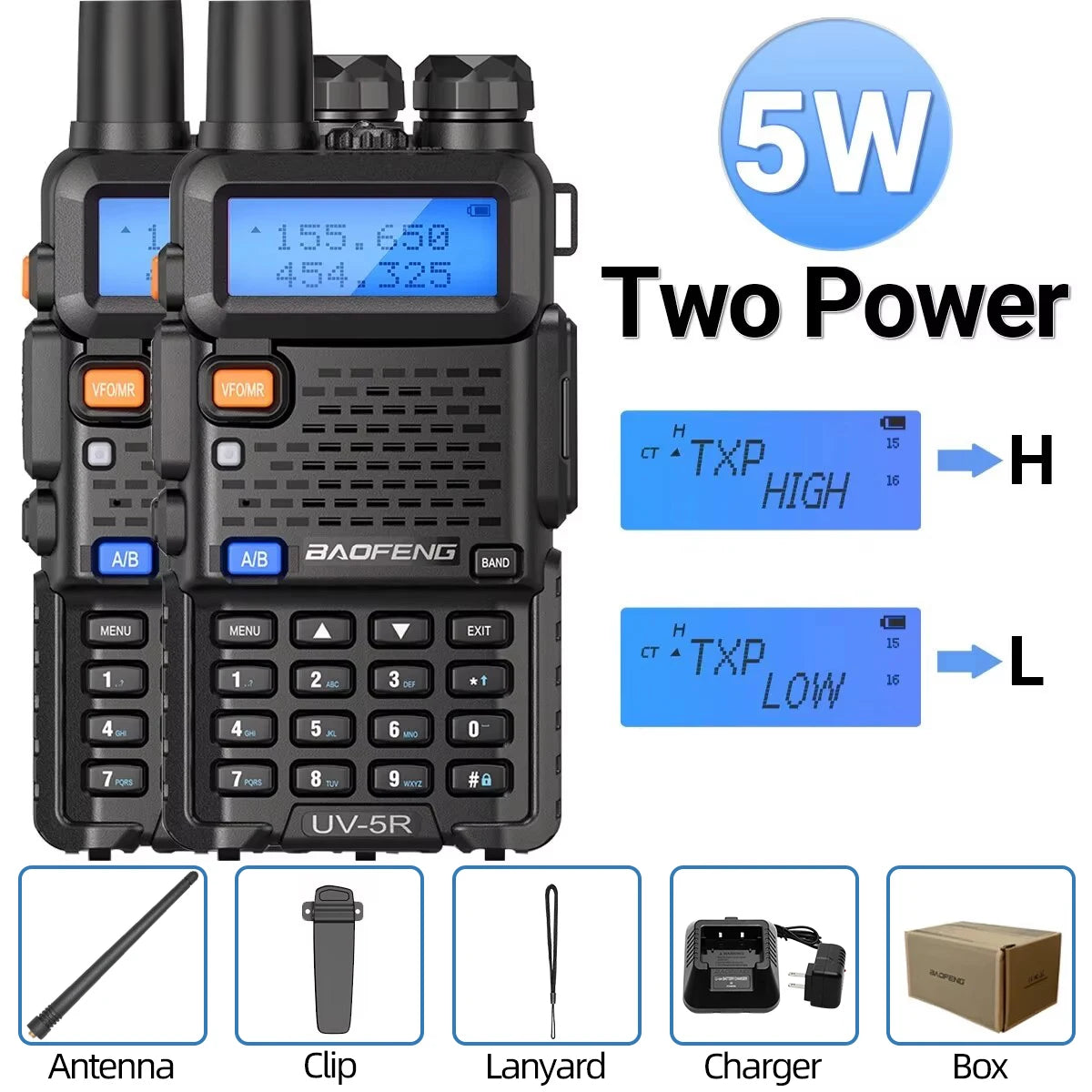 2PCS Baofeng UV 5R 5W 8W Walkie Talkie Portable Ham CB Radio Dual Band VHF UHF FM Transceiver Two Way Radio UV82 S9 K5 Plus