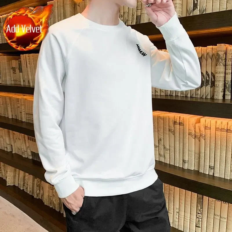 T Shirts for Men Plain Smooth Pullover Unicolor Tops Round Neck Male Clothes Polyester Fashion Trends 2025 Japan Y2k Sweatshirts