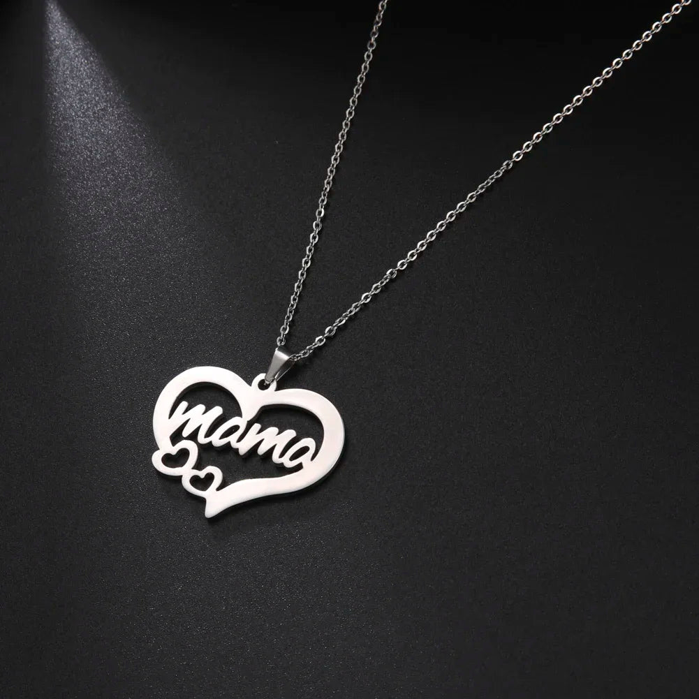 Skyrim Mother's Day Mama Letter Pendant Stainless Steel Necklace for Women Gifts love Pendant Neck Chain Exquisite Jewelry Gift