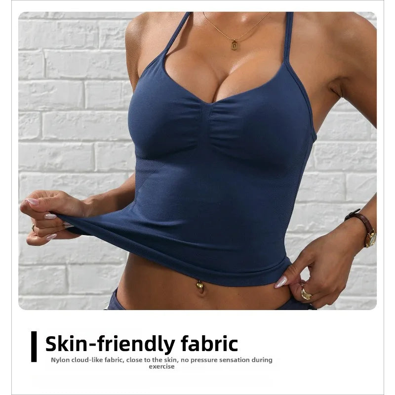 European and American Fitness and Sports Comfortable Camisole Vest Women's Chest Pad Bra Yoga Suit Vest Outerwear