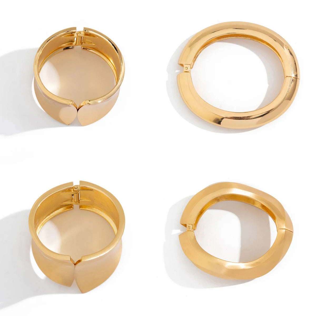 Salircon Exaggerated Vintage Geometric Wave Shape Open Spring Bangles Bracelet Woman Trending Punk Heavy Metal Bracelet Jewelry