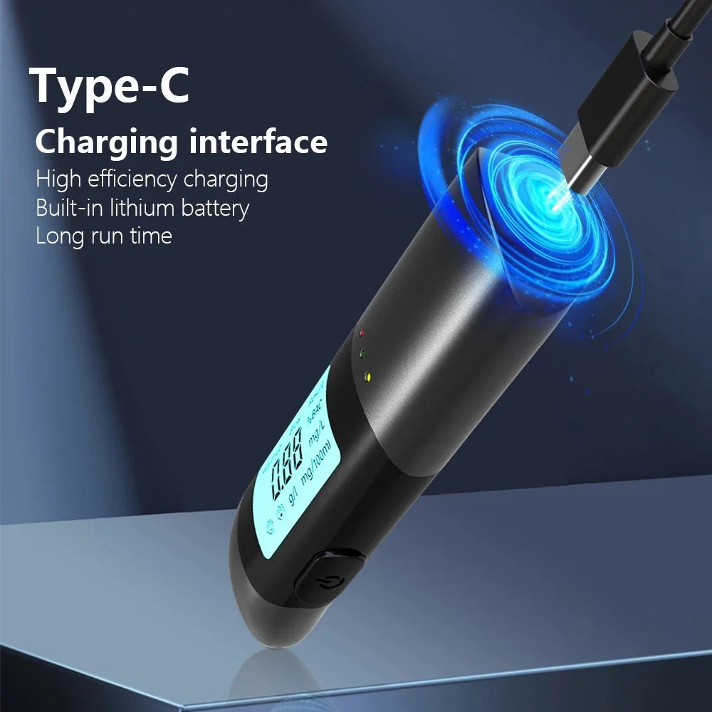 Digital alcohol tester, portable alcohol detector with LCD display screen, accurate and sensitive, continuous detection