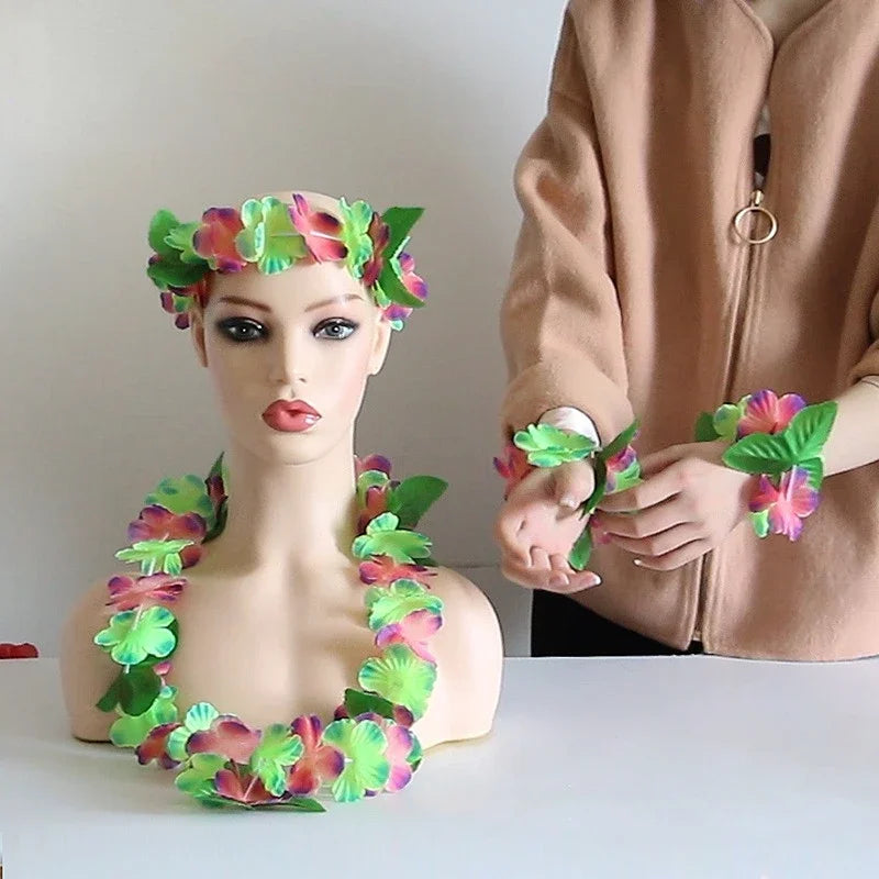 10 Sets Festive  Hawaiian Leis Luau Party Favors Tropical Necklace Summer Beach Vacation Decorations Birthday Wedding